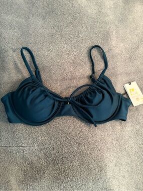 NWT Shade & Shore 36B Bikini Top Tie Detail Blue Underwire